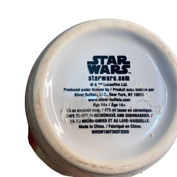 Star Wars Mandalorian Grogu Merry Force Be with You Blue Polka dot Christmas Mug - Picture 3 of 5